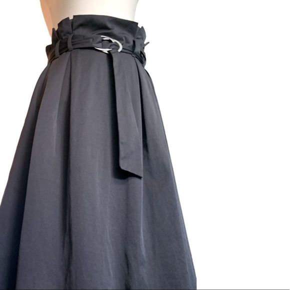 ZARA BLACK A-LINE PLEATED SKIRT WITH BELT | NEW WITH TAGS | NO FLAWS | MEDIUM - Picture 5 of 11